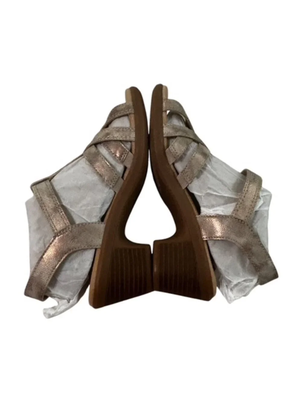 Clarks Emily2 Rose Shoes Womens Size 6.5 Wide Bronze Strappy Block Heel Sandals